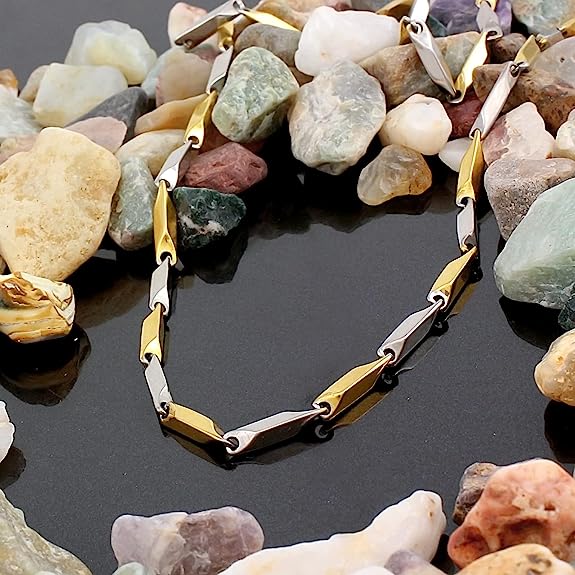 IMMA SAVAGE - Dapper Stainless Steel Golden Silver Rice Chain For Men and Boys