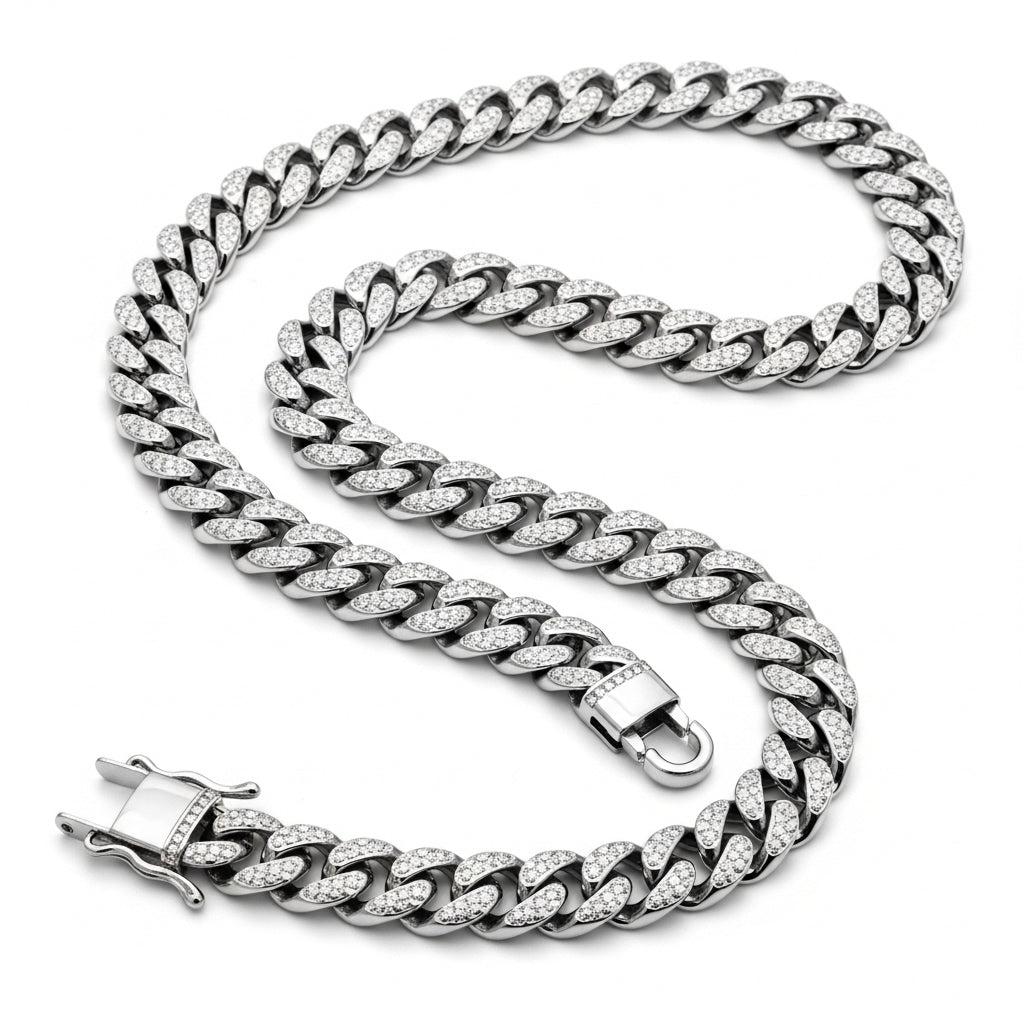 IMMA SAVAGE - 8mm Silver Diamond Cut Cuban Neck Chain white background